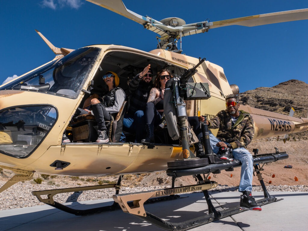 Squad up group of friends preparing for a door gunner adventure with Gunship Helicopters